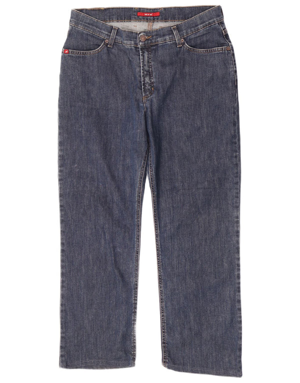 Calça jeans reta feminina H.I.S UK 18 XL W35 L27 algodão azul