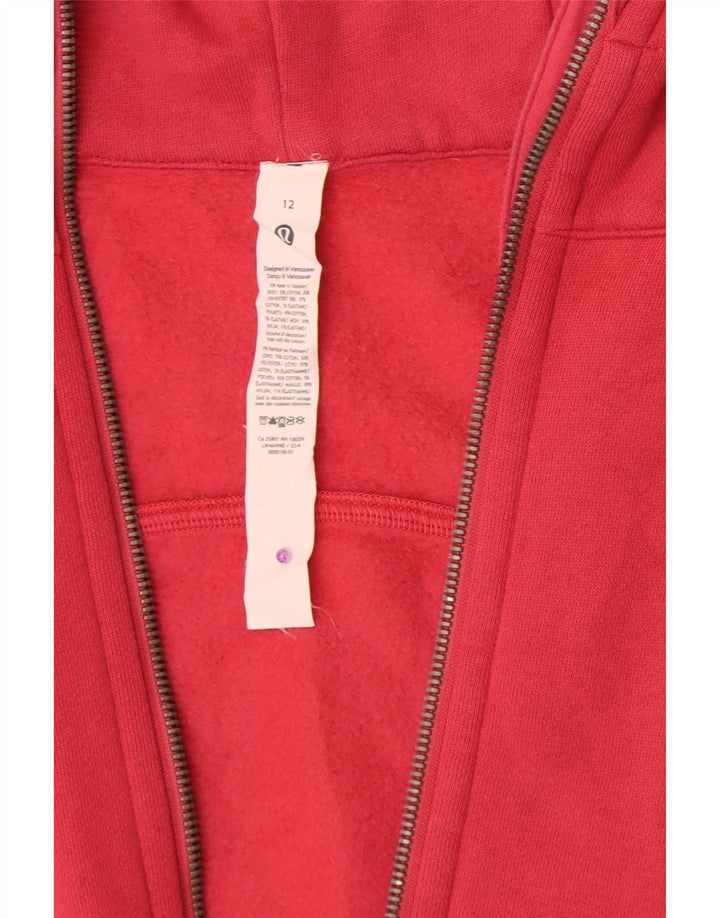 Lululemon Suéter feminino com capuz e zíper US 12 grande algodão vermelho