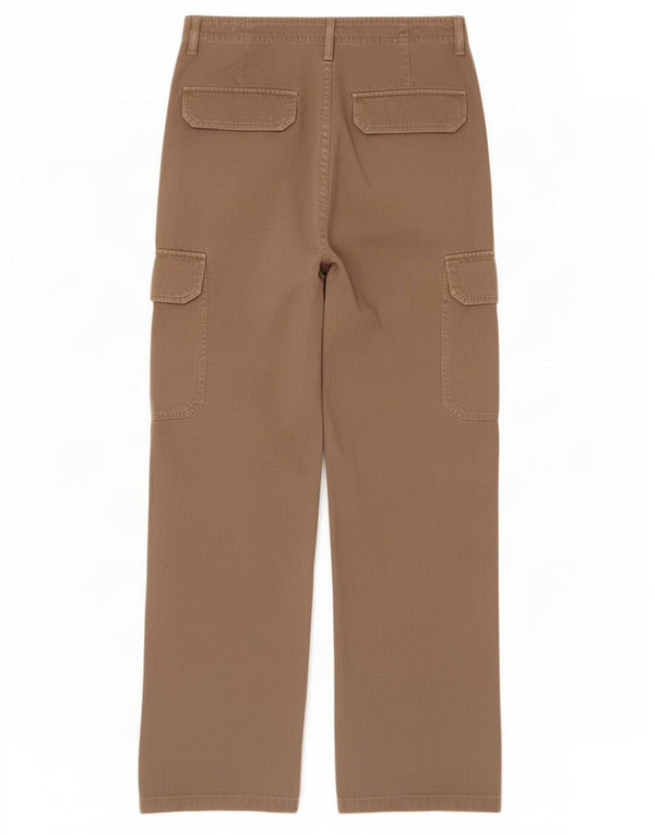 Calça cargo feminina Zara cintura alta EU 36 XS W26 L31 algodão marrom