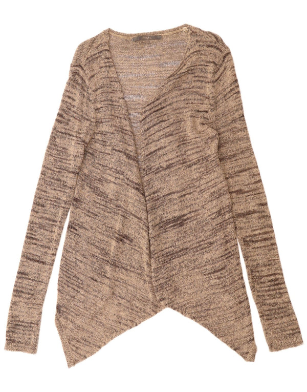 Guess Womens Asymmetric Open Cardigan Sweater UK 14 Large Beige Flecked