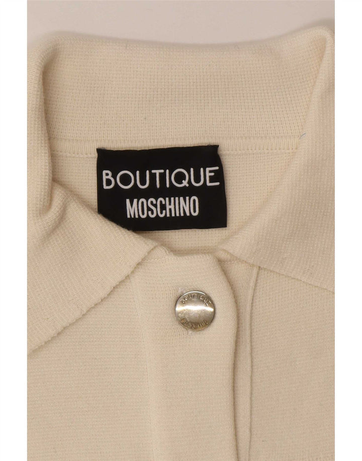 Suéter cardigã feminino Moschino Reino Unido 8 pequeno lã branca
