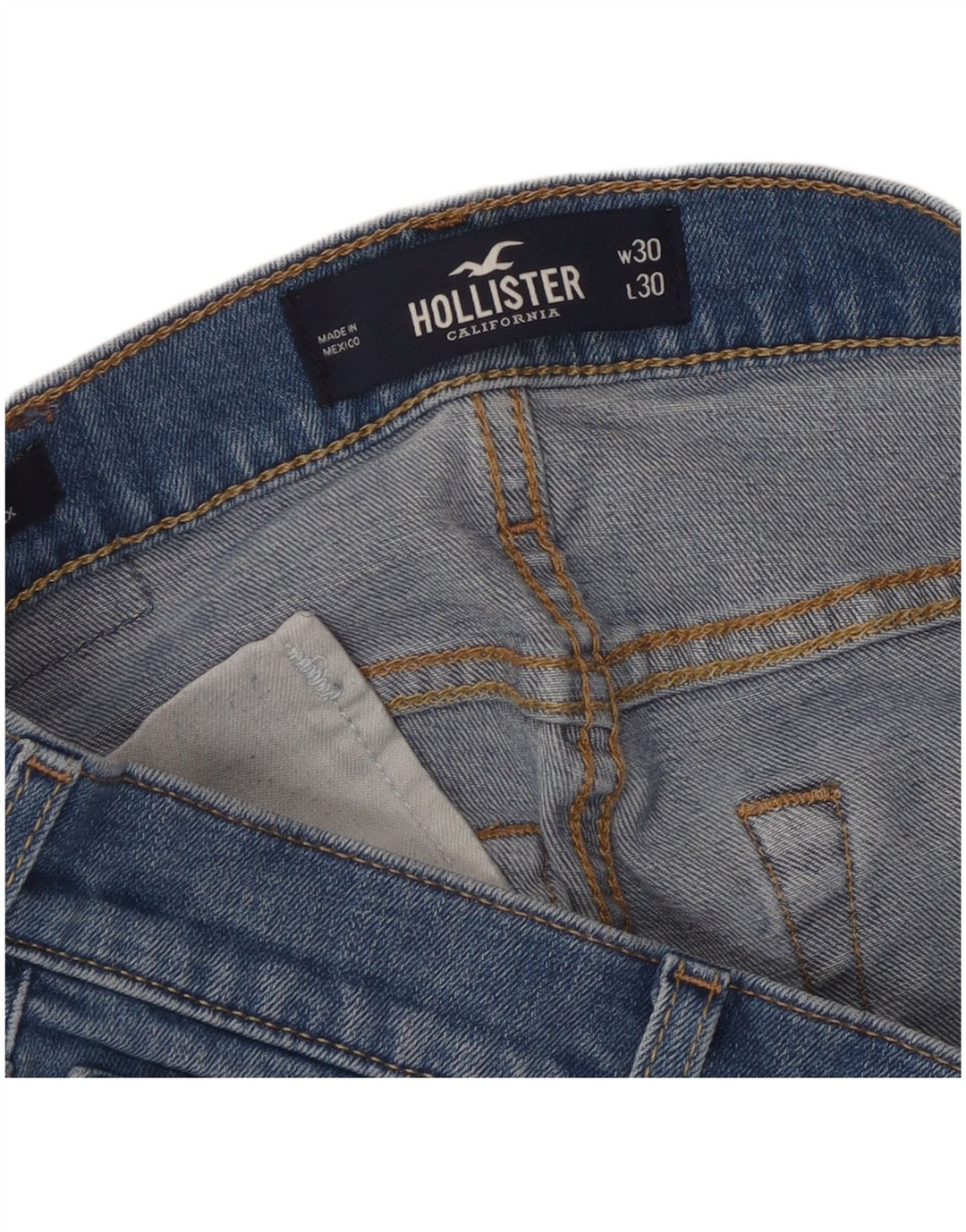 Jeans femininos Hollister Slim Straight W30 L30 Azul