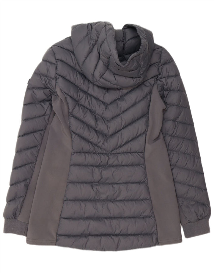 Jaqueta feminina acolchoada com capuz HOLLISTER UK 10 pequena cinza nylon