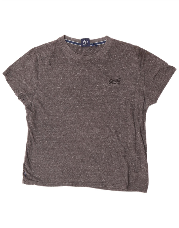 Camiseta masculina Superdry Top XL algodão manchado cinza