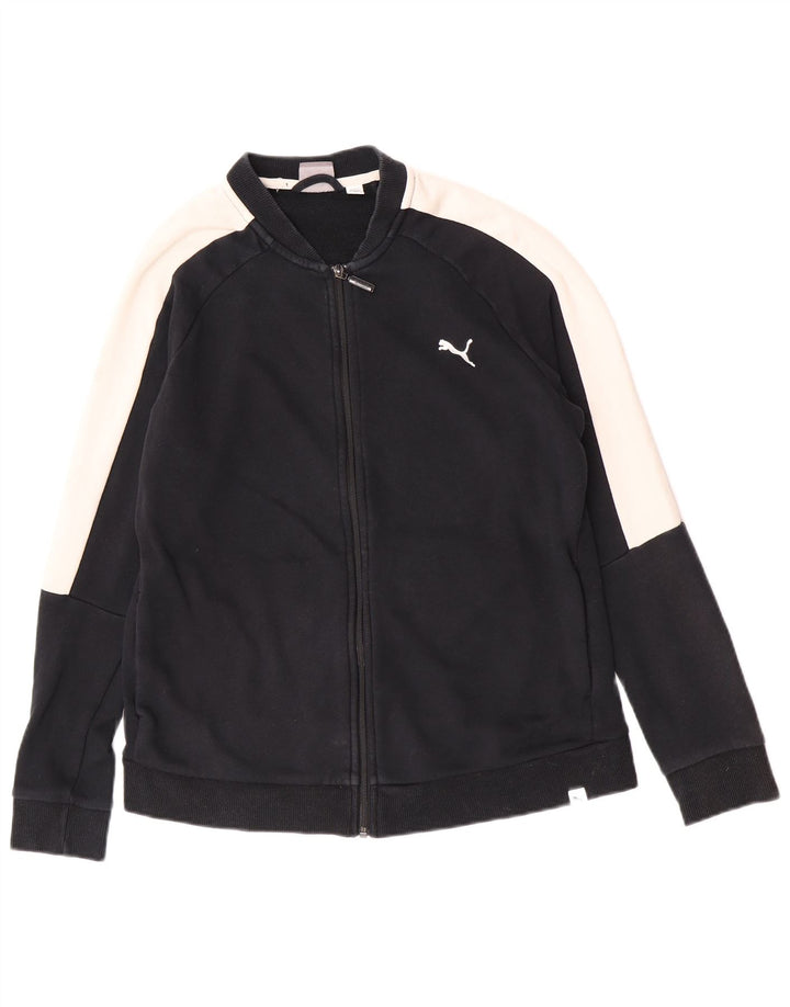 Puma Womens Tracksuit Top Jacket UK 16 Grande Preto Colourblock Algodão