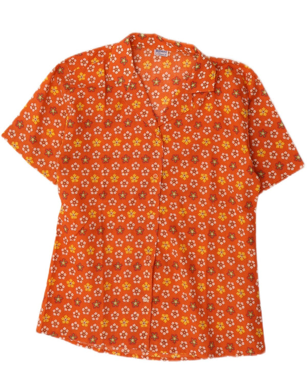 Blusa feminina de manga curta Roveri Donna Reino Unido 14 médio laranja floral