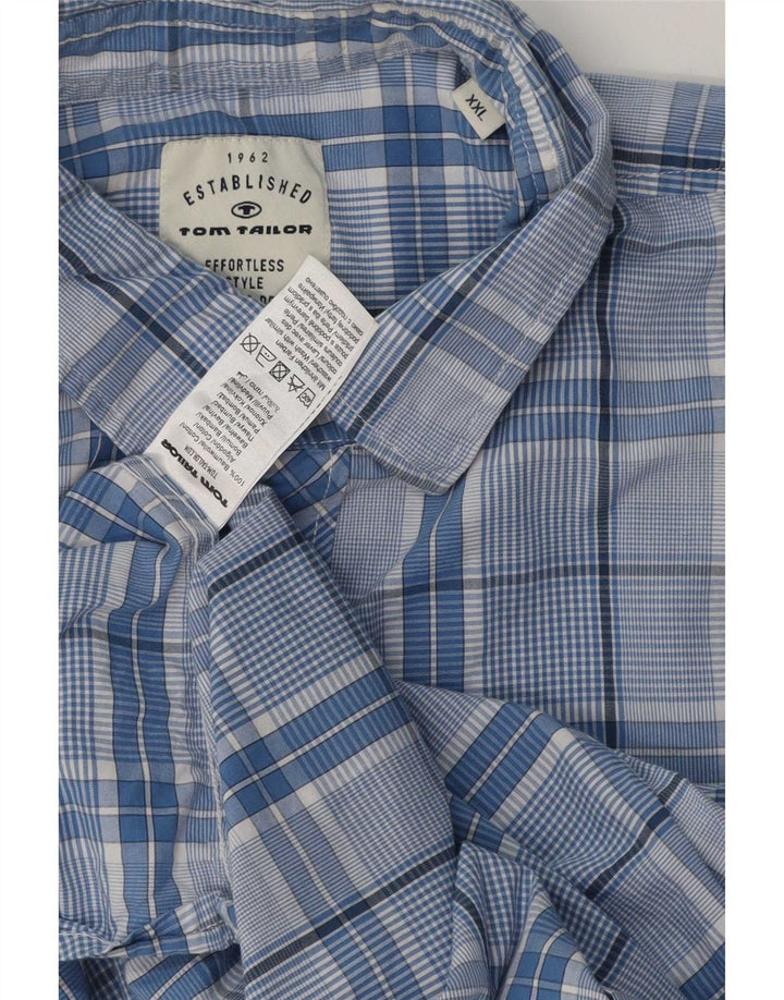 Tom Tailor Camisa masculina de manga curta 2XL Algodão xadrez azul