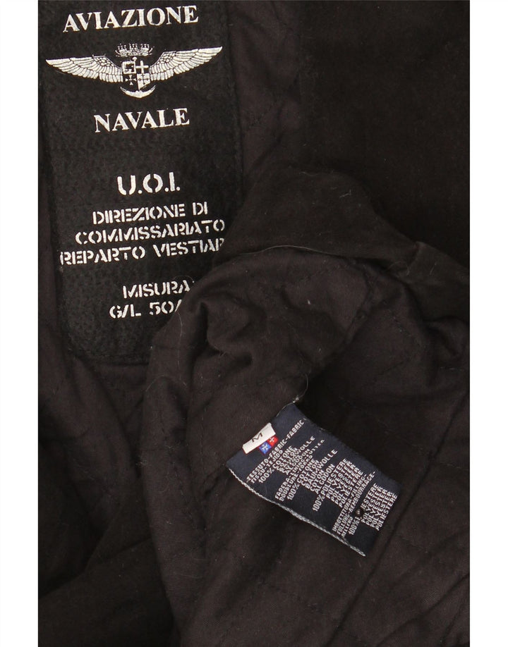 Aviazione Navale Mens Pea Coat UK 38 Médio Algodão Preto