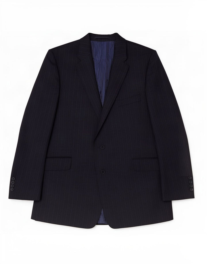 Jaqueta blazer masculina de 2 botões Marks & Spencer UK 48 2XL listrada azul marinho