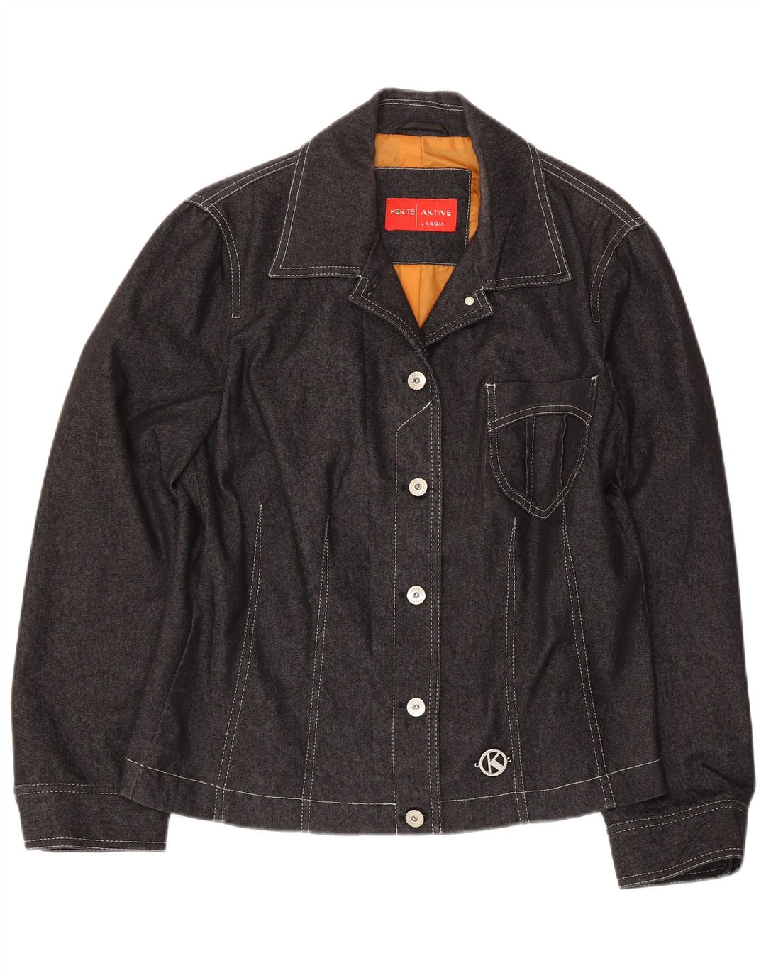 Jaqueta jeans feminina Perte by Krizia UK 18 XL cinza algodão