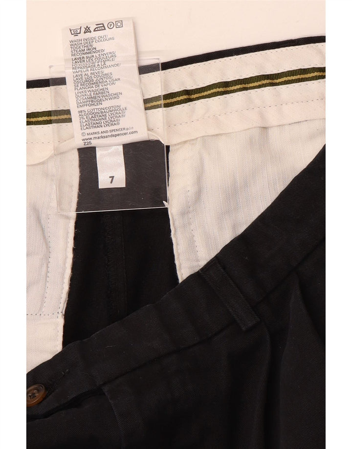 Calça masculina Marks & Spencer com pegged terno W34 L31 algodão preto