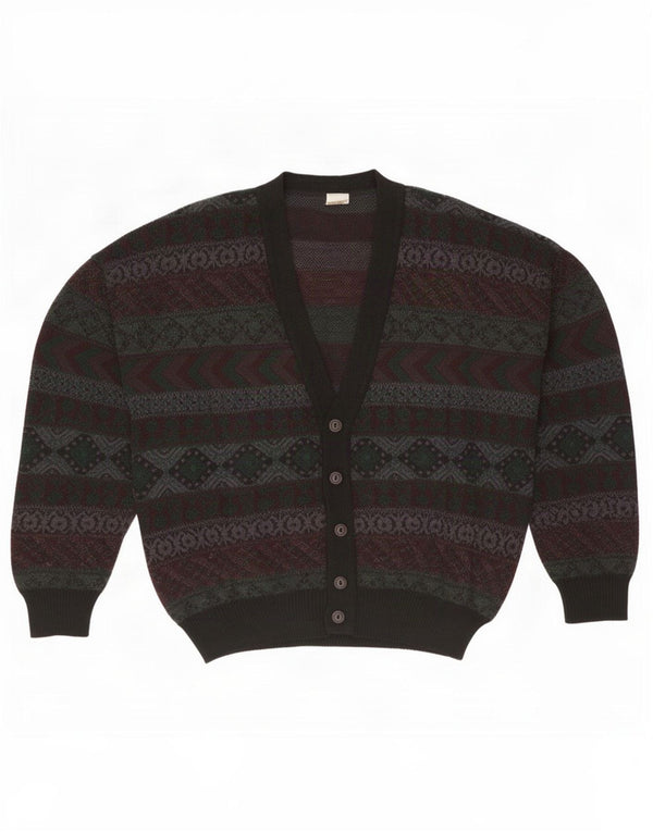 Suéter cardigã masculino vintage IT 52 listrado cinza grande