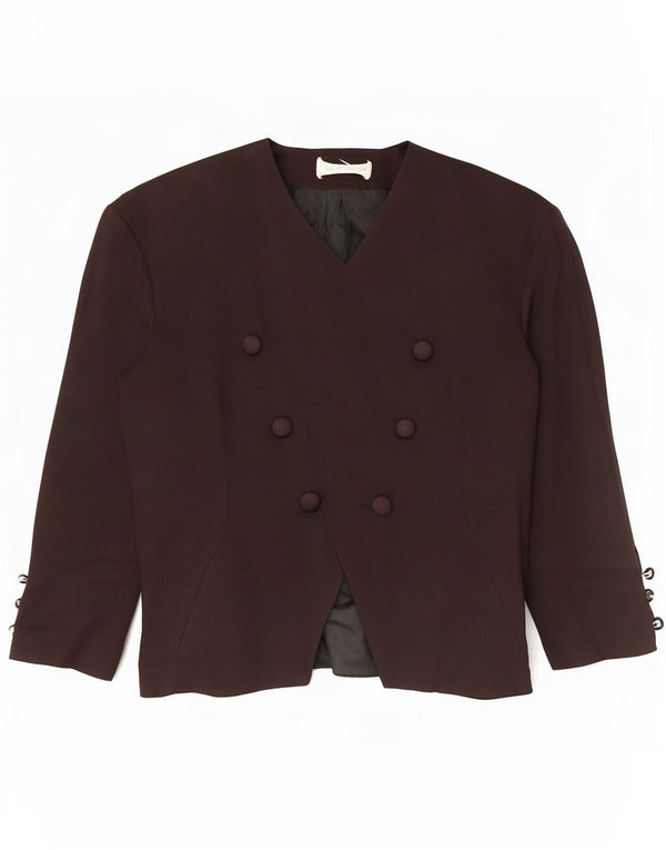 Jaqueta blazer feminina vintage com peito duplo Reino Unido 14 médio preto