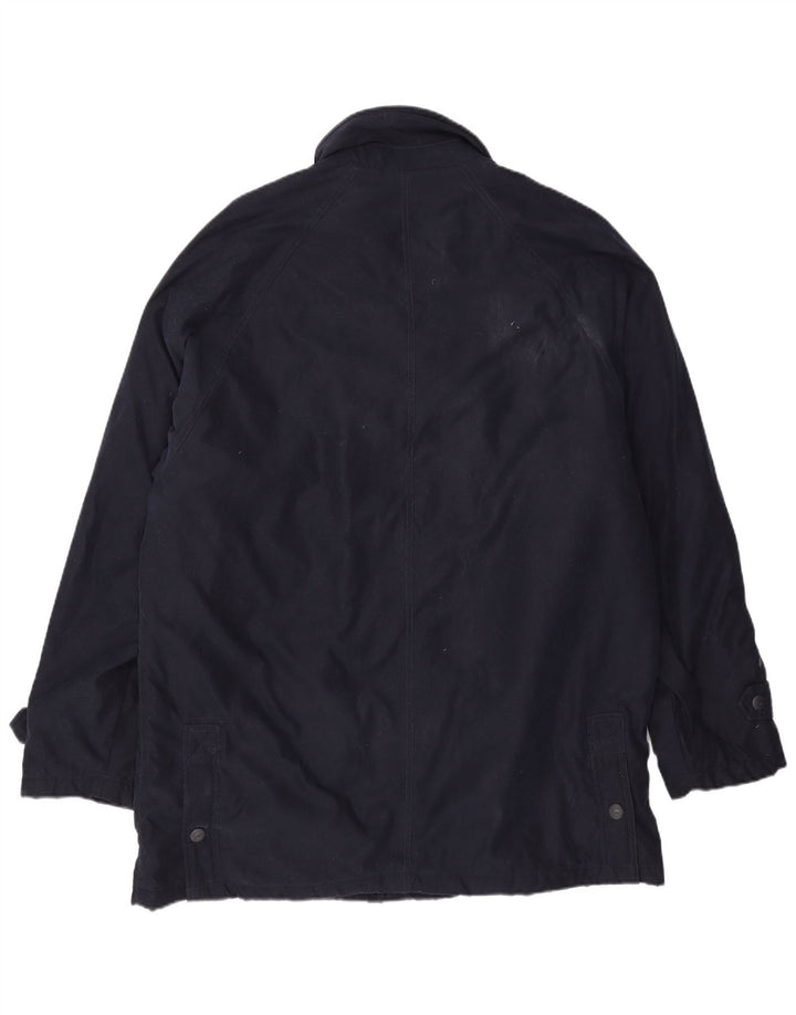 Jaqueta utilitária masculina Sergio Tacchini UK 42 XL azul marinho poliéster