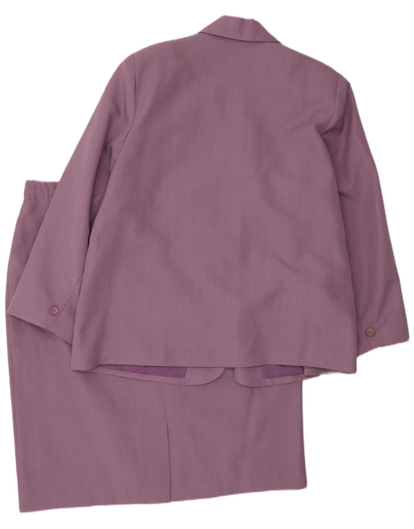 Conjunto de saia vintage feminina com 2 botões e poliéster roxo UK 22 3XL W42