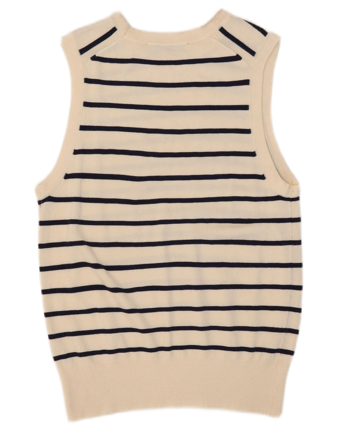 Zara Womens Vest Tank Top UK 12 Médio Off White Listrado