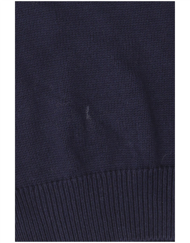 Wrangler Suéter masculino com zíper e gola pequena de algodão azul marinho