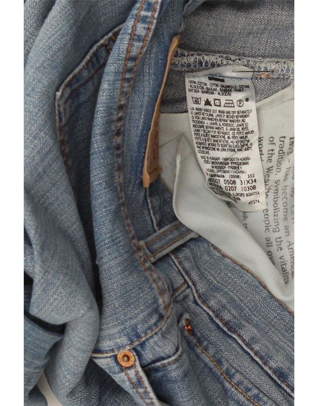 Calça jeans masculina Levi's 507 Slim Bootcut W31 L34 azul algodão