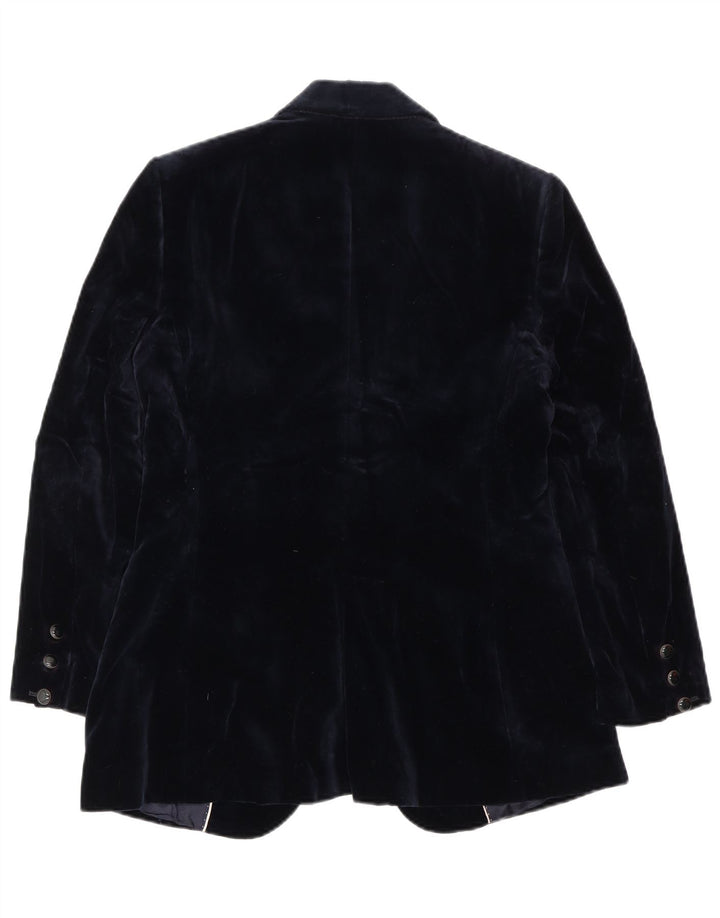 Jaqueta blazer feminina de veludo com 1 botão Massimo Dutti UE 38 azul marinho médio