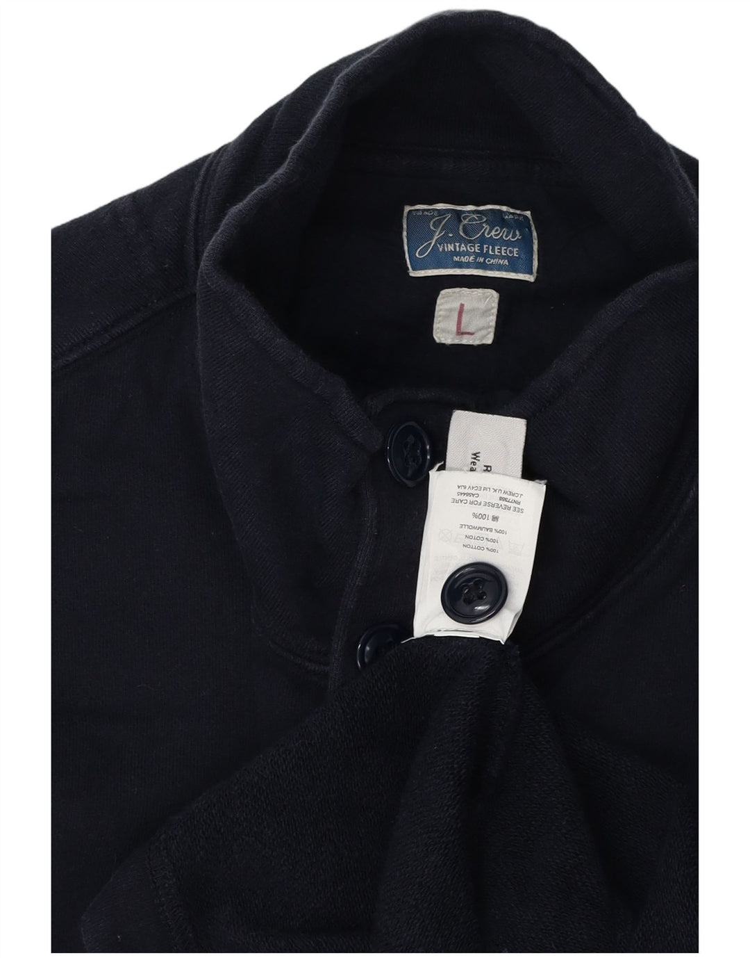 J. CREW Suéter masculino com gola e botão grande algodão azul marinho