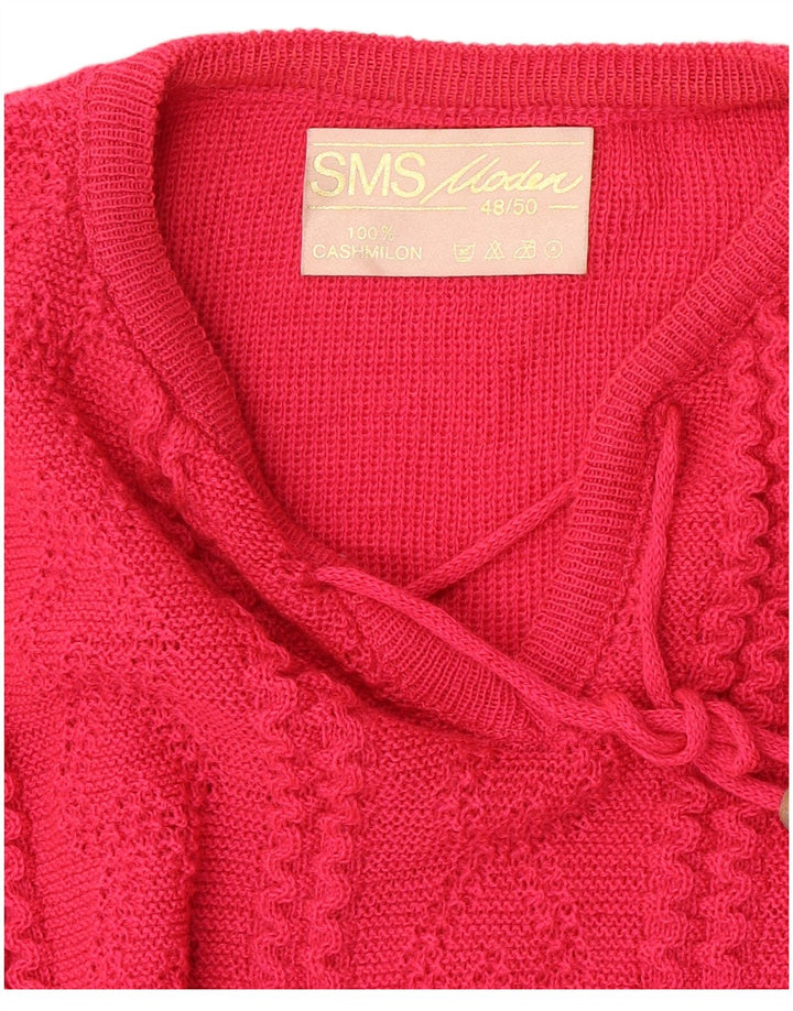 Suéter feminino MODEN com decote em V UE 48/50 2XL caxemira rosa