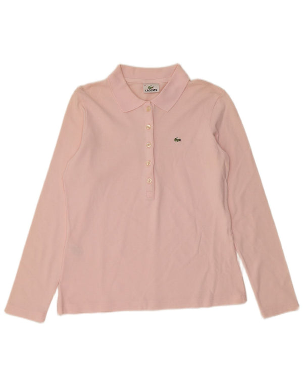 Lacoste camisa polo feminina de manga comprida tamanho 42 grande algodão rosa