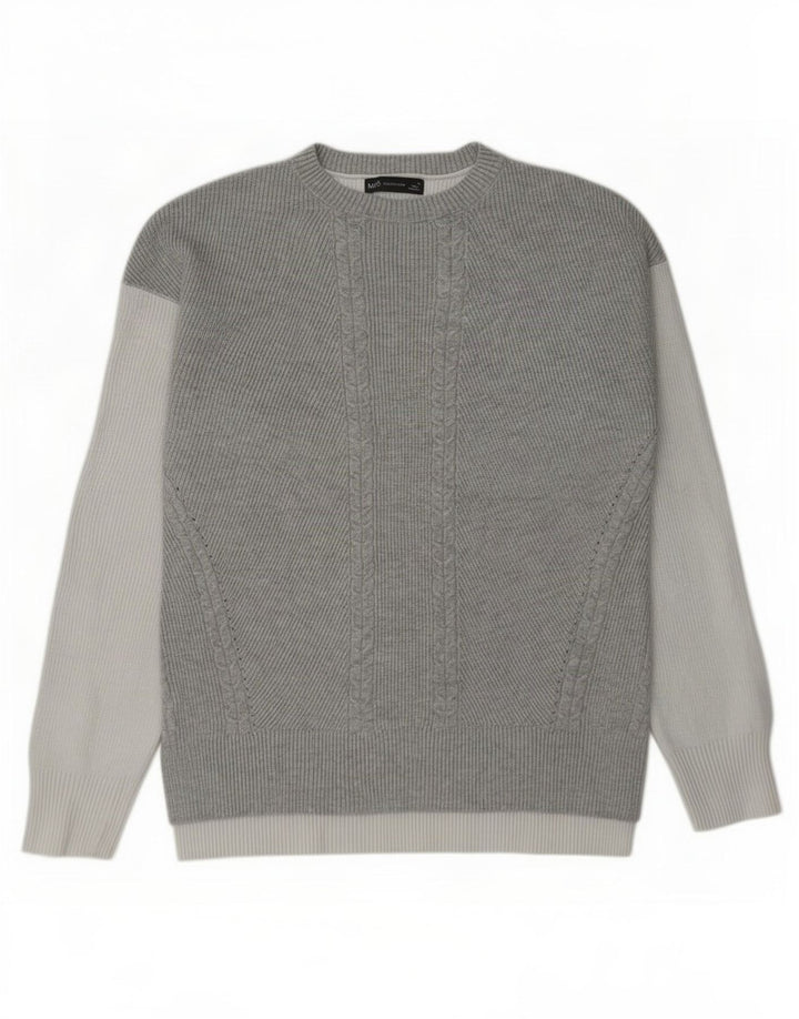 Suéter feminino Marks & Spencer com gola redonda Reino Unido 14 cinza médio