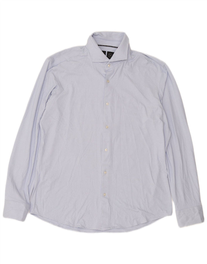 Camisa masculina de ajuste regular HUGO BOSS grande poliéster manchado azul