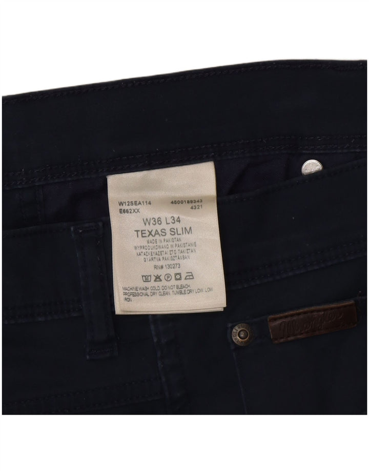 Wrangler Masculino Texas Slim Jeans W36 L34 Azul Marinho Algodão