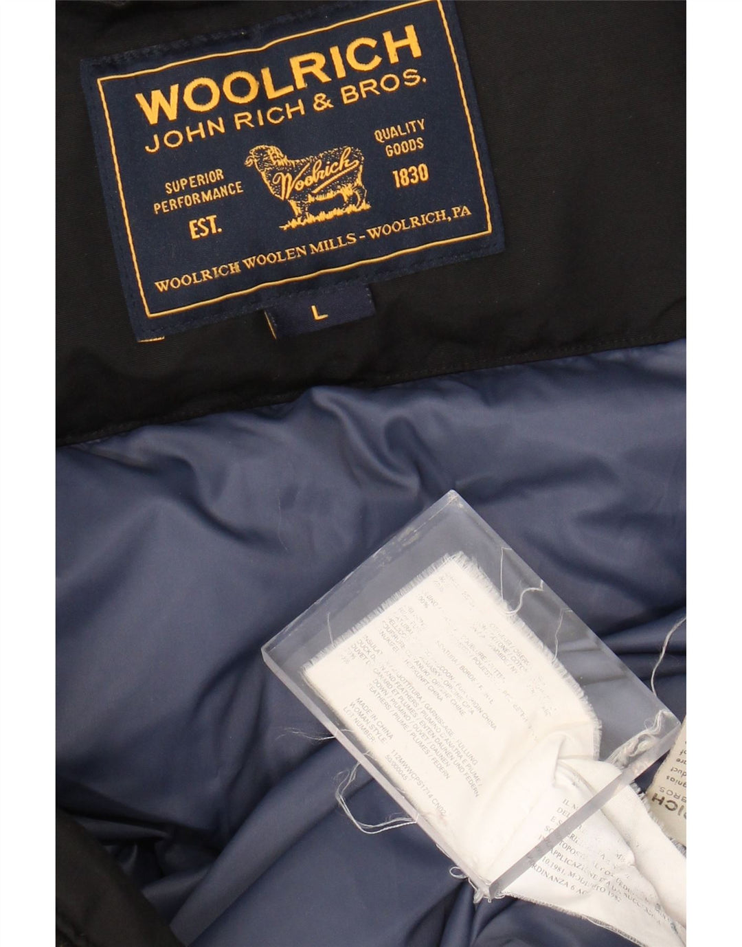 Casaco acolchoado feminino Woolrich Reino Unido 14 grande algodão preto