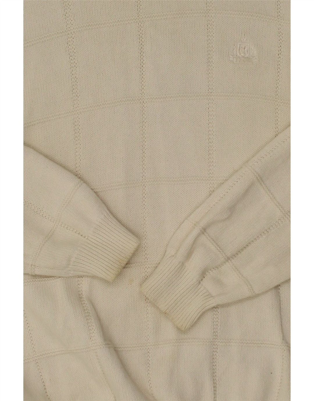 IZOD Mens Boat Neck Jumper Sweater Medium Off White Cotton Vintage Izod and Second-Hand Izod from Messina Hembry 