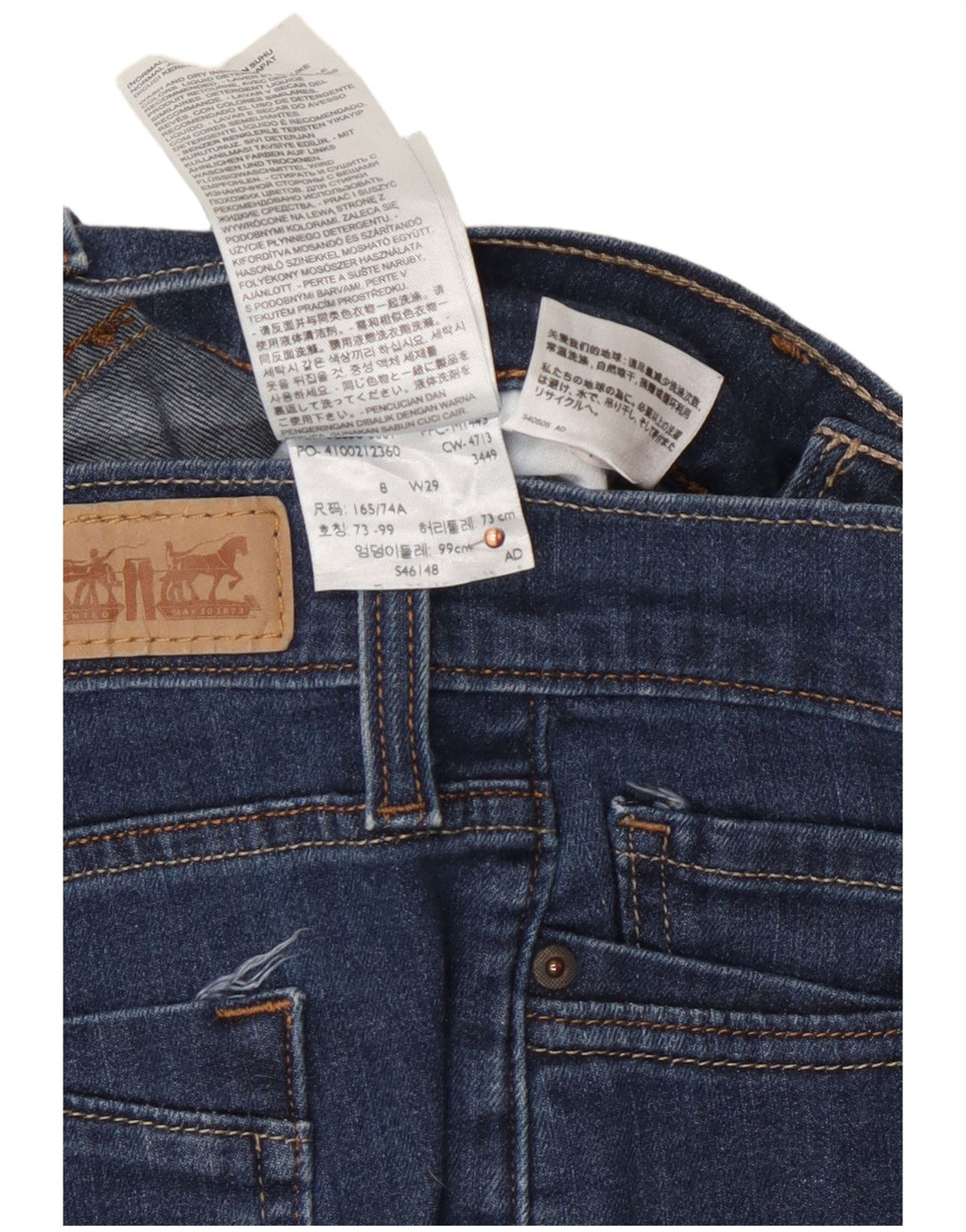 LEVI'S Capri Jeans Feminino US 8 Médio W29 L17 Azul Algodão