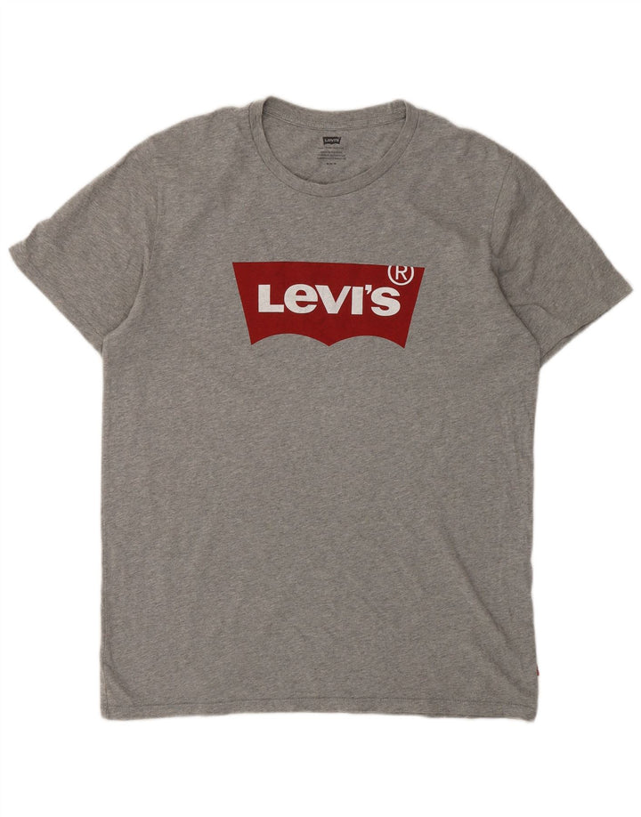 Camiseta gráfica masculina Levi's Top algodão manchado cinza médio