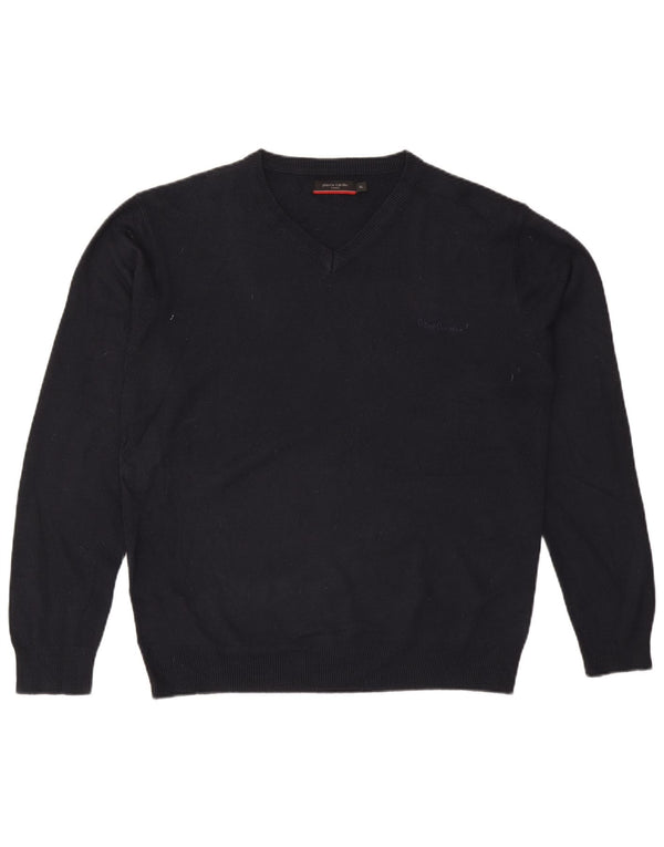 Suéter masculino Pierre Cardin com decote em V XL azul marinho acrílico