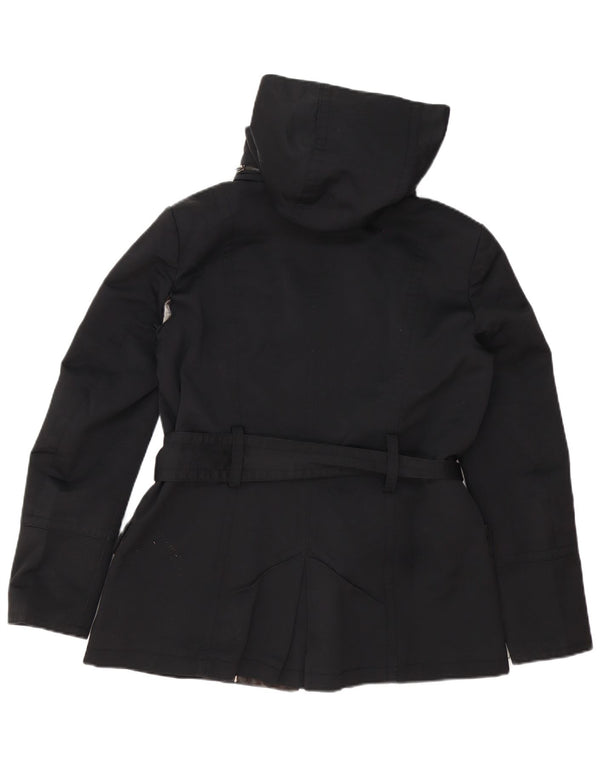 Jaqueta acolchoada com capuz feminina Zara UK 18 XL algodão preto