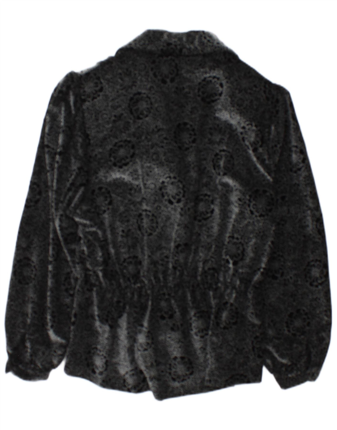 Jaqueta blazer vintage feminina com 2 botões Reino Unido 14 médio preto floral
