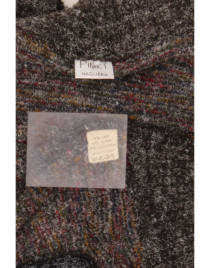 Suéter cardigã masculino Pimet grande lã manchada cinza