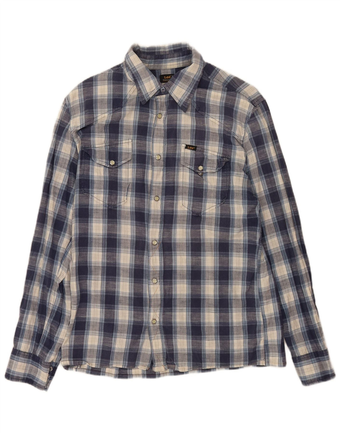 Camisa gráfica masculina Lee grande algodão xadrez azul