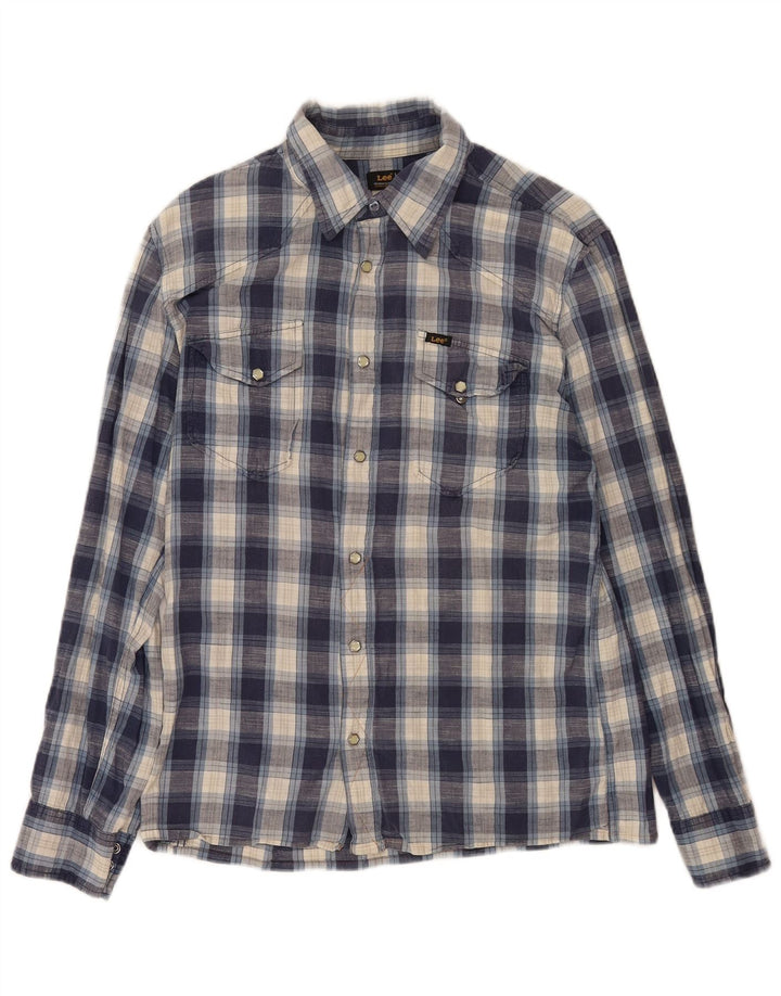 Camisa gráfica masculina Lee grande algodão xadrez azul