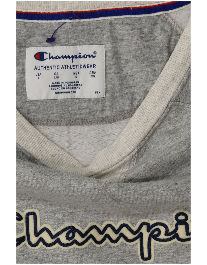 CHAMPION Suéter gráfico feminino com capuz UK 16 grande cinza