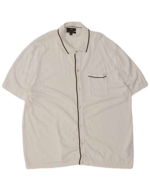 Suéter cardigã masculino de manga curta Marks & Spencer 2XL branco modal