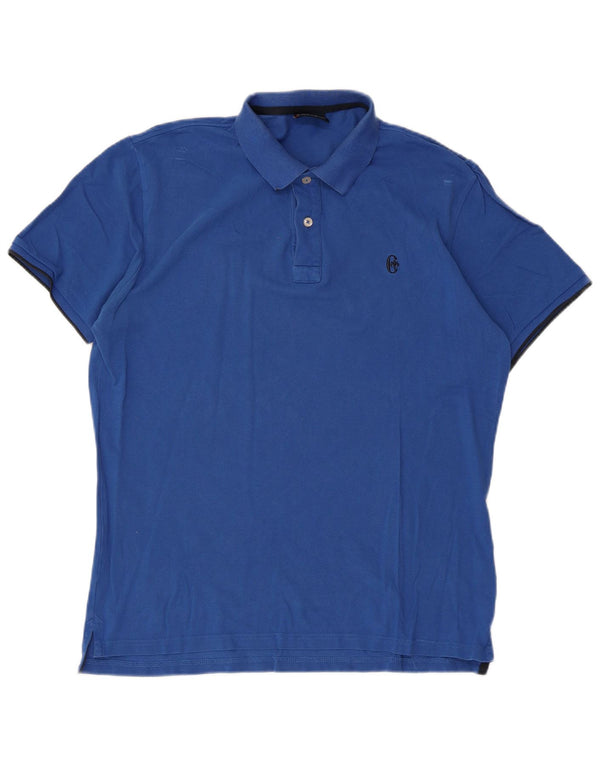 Camisa polo masculina Conte of Florence grande algodão azul