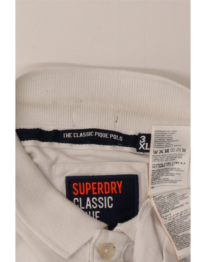 Camisa polo masculina SUPERDRY Classic Fit 3XL algodão branco