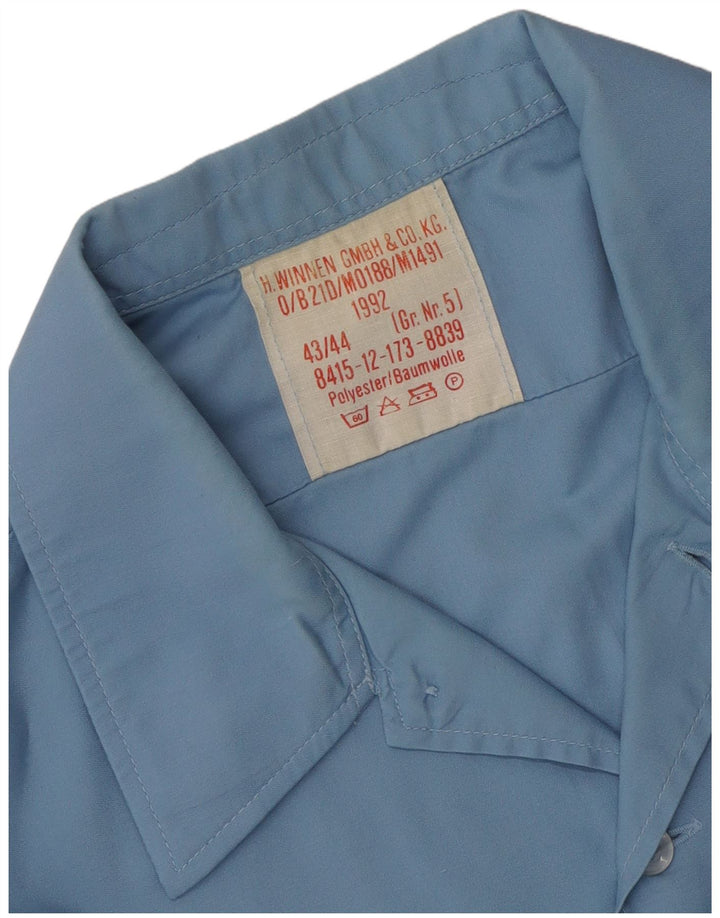 Camisa militar masculina vintage tamanho 43/44 poliéster azul grande