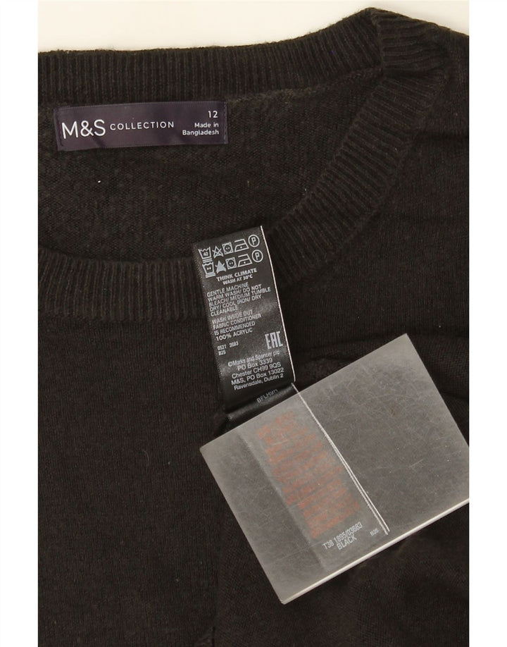 Suéter feminino Marks & Spencer com gola redonda Reino Unido 12 acrílico preto médio