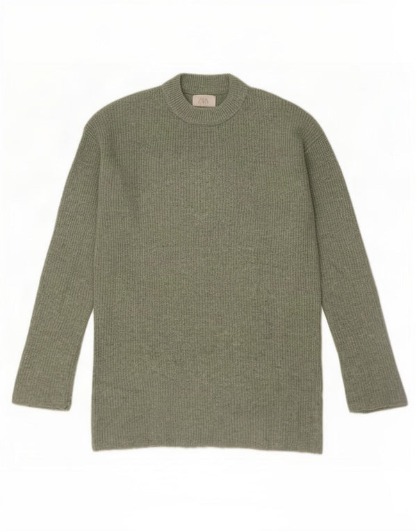 Suéter Zara Boys com gola redonda 11-12 anos verde poliéster