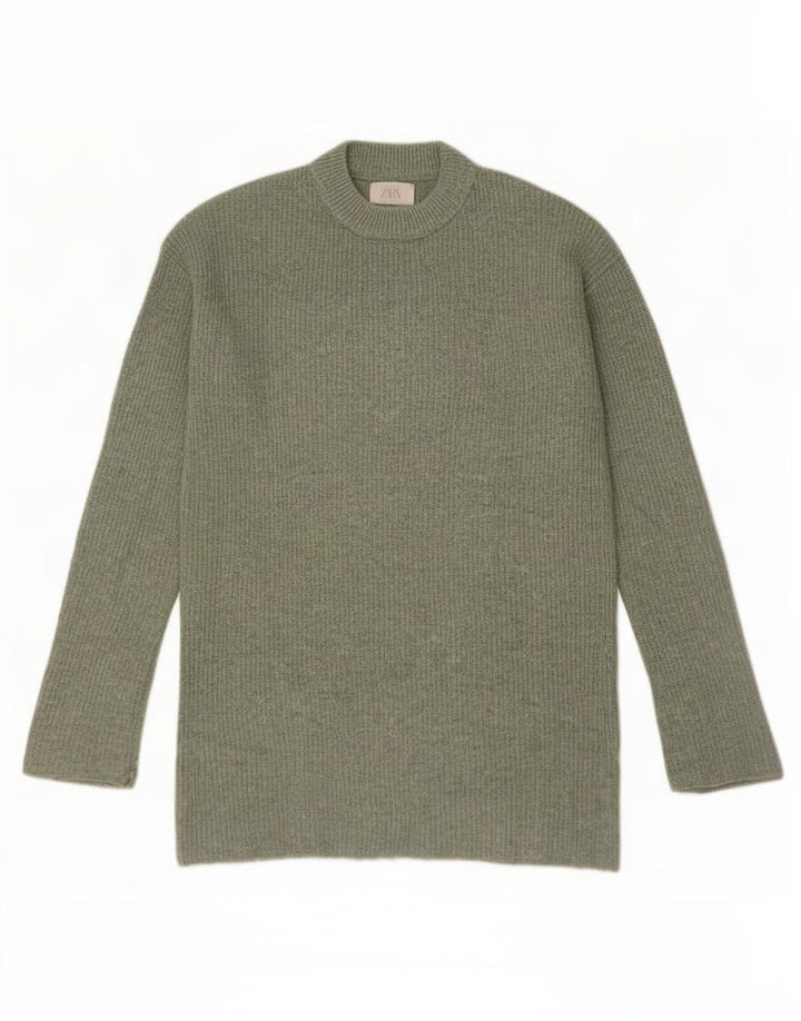 Suéter Zara Boys com gola redonda 11-12 anos verde poliéster