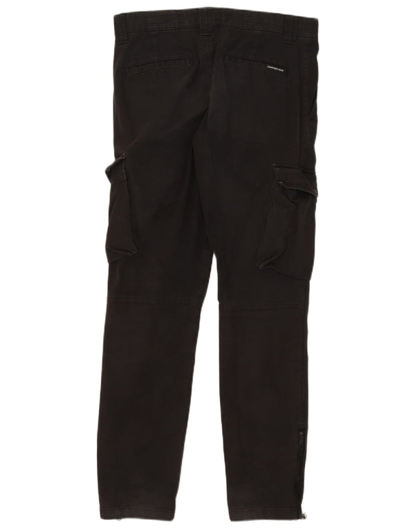 Calça cargo masculina Calvin Klein Graphic Slim W30 L30 algodão preto