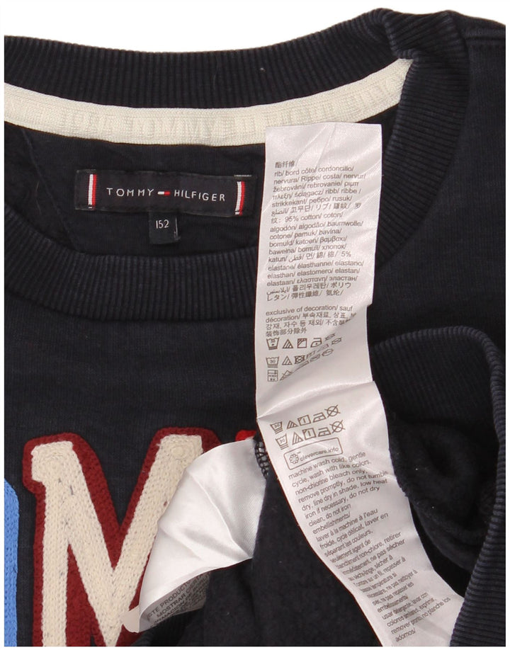 TOMMY HILFIGER Meninos moletom gráfico jumper 11-12 anos azul marinho algodão