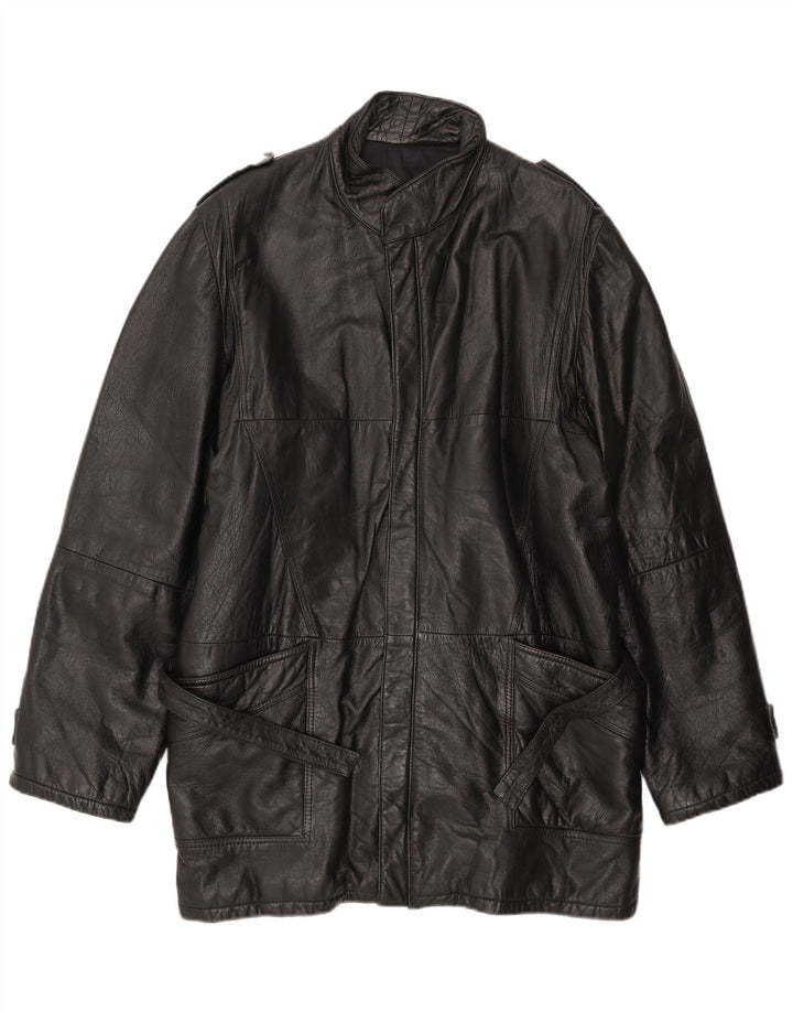 Casaco de couro masculino vintage UK 42 XL couro preto